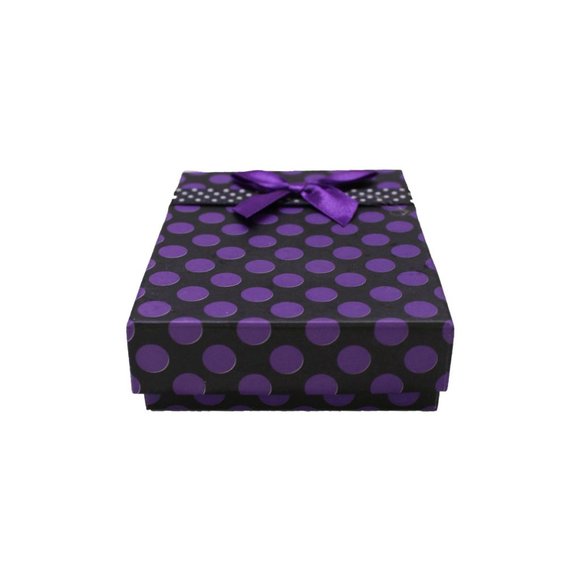 Polka Dot Mix color Rectangle Box with Bow - Picture 4 of 5